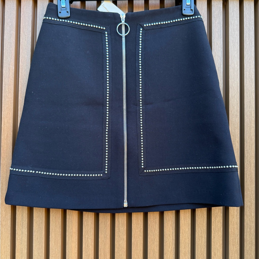 Nwt Maje Black Mini Skirt With Silver Accents